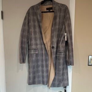 Anthropologie [blankNYC] Gray Plaid Long Coat